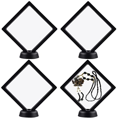 4-Pack 3D Floating Frame Challenge Coin Display Holder, 4.33 x 4.33 Inch