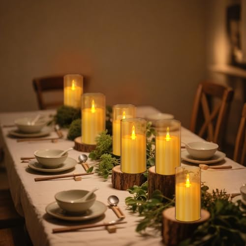 Wemarry Acrylic Flameless Pillar Candles 3x6-inch, Remote & Timer, 2-Pack