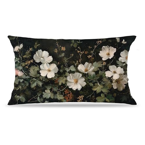 Victorian Floral Pillow Cover 20x12 - Cozy Rustic Decor