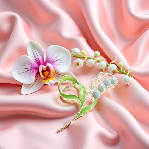Metal Floral Hair Claw Clip Blue Orchid Lily Flower Jaw Clamp