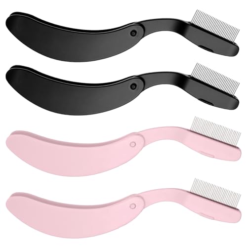 Tweruna 4-Pack Folding Eyelash Separator Tool with Stainless Steel Teeth