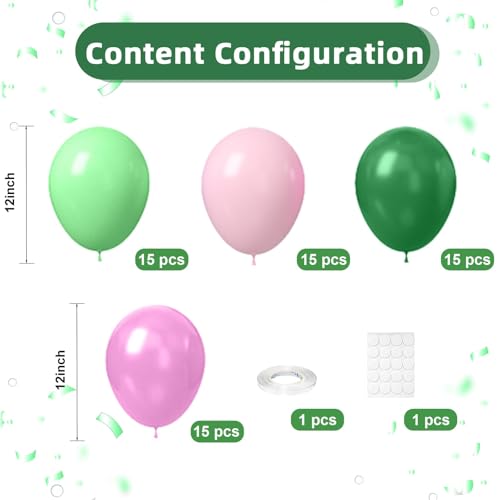 60Pcs Pink and Green Balloons for Jungle Themed Parties