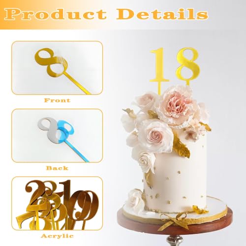 Personalized Gold Acrylic Number Cake Toppers Set (0-9)