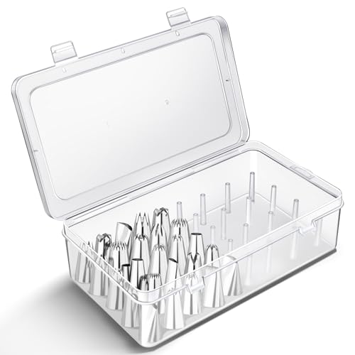 Vowcarol 42-Peg Piping Tip Storage Box - Stackable Cake Decorating Organizer