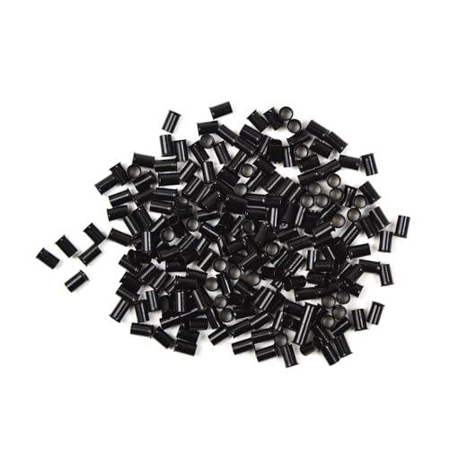 Micro Rings Hair Extension Beads 3.4mm Non-Silicone Copper Tubes 200 Pcs Black