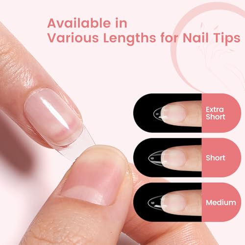 Quaferen Almond Nail Tips 240PCS Short Pre-Shaped Soft Gel Fake Nails