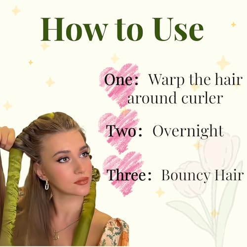 Serenade Textured Satin Heatless Hair Curler Set for Overnight Curls - Green