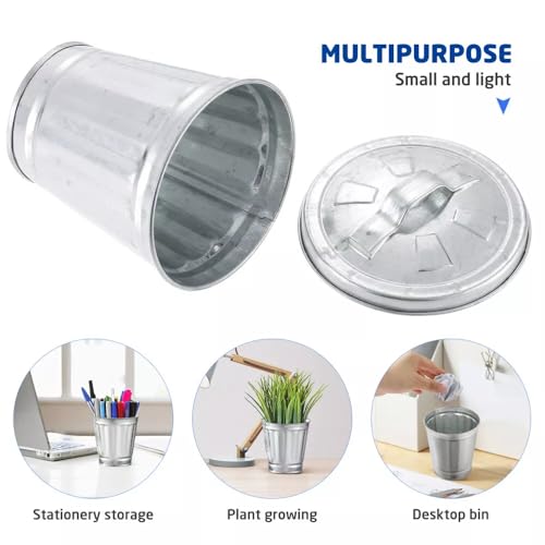 Mini Galvanized Trash Can with Lid - Versatile Desktop Wastebasket