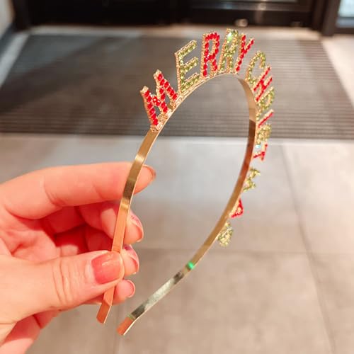 CBLUO Christmas Rhinestone Headband Sparkly Crystal Hair Hoop