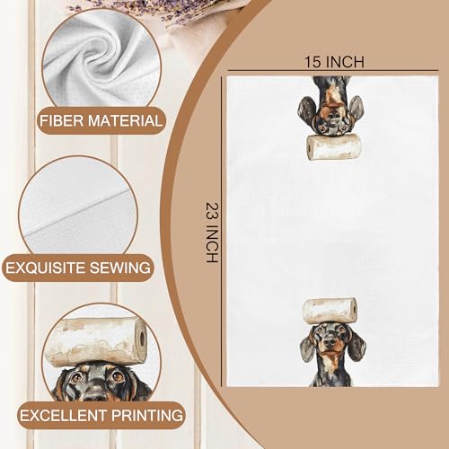 Dachshund Hand Towels Set of 2 - Funny Weiner Dog Bathroom & Kitchen Decor