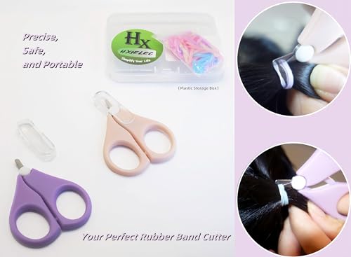Colorful Elastic Hair Bands Set with Safe Rubber Band Cutter Scissors