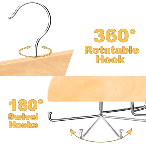 RESOVO Wood Foldable Tank Top & Bra Hanger - Large Capacity 20 Hooks, Closet Organizer