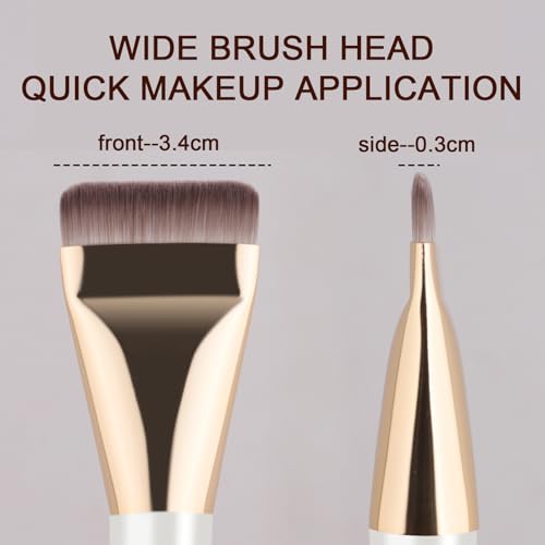 Fixleren Flat Foundation Brush 2 Pcs - Premium Synthetic Makeup Face Brush for Liquid Foundation and Concealer Blending (White)