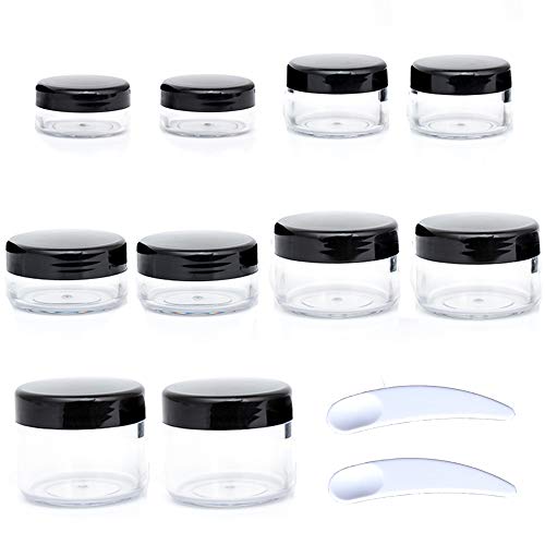 ZEJIA Small Travel Containers & Sample Jars with Lids, Labels and Spatulas