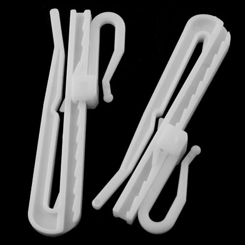 20 Adjustable Plastic Curtain Hooks for Pleater Tape - 7cm White