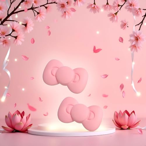 Pink Bow Hair Clips 2-Piece Set Cute Kawaii Barrettes for Women and Girls