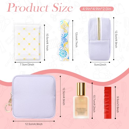 Small PU Leather Makeup Bag for Purse Mini Toiletry Pouch Green