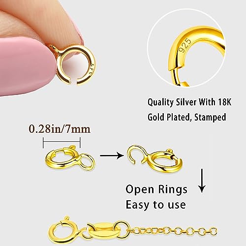 925 Sterling Silver Spring Clasps with Jump Rings for Jewelry Making