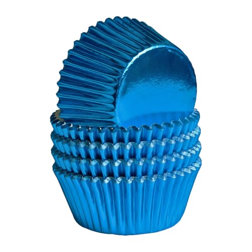 Blue Foil Cupcake Liners - 100 Pack Standard Muffin Baking Cups