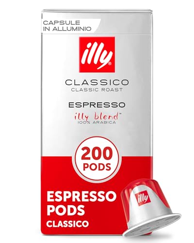 illy Classico Medium Roast Espresso Capsules, 200 Count (20 Packs of 10)
