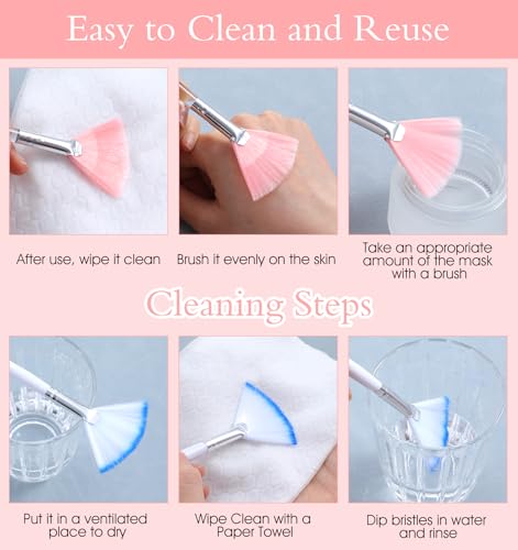 6Pcs Soft Fan Facial Brushes for Skincare Mud Clay Masks & Makeup