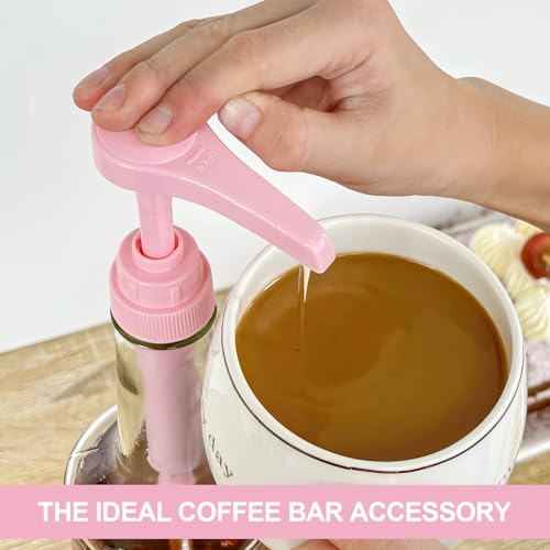 Pink Coffee Syrup Pump for 25 oz Bottles - 2-Pack