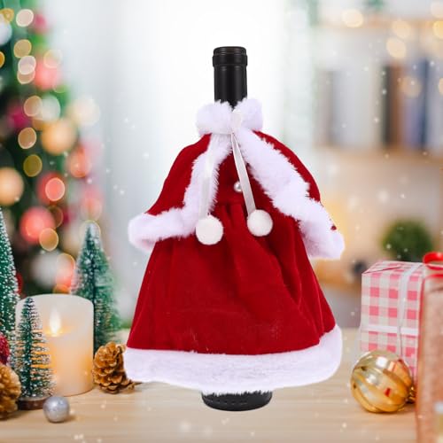 Santa Dress Wine Bottle Cover - 2pcs Christmas Holiday Party Decor