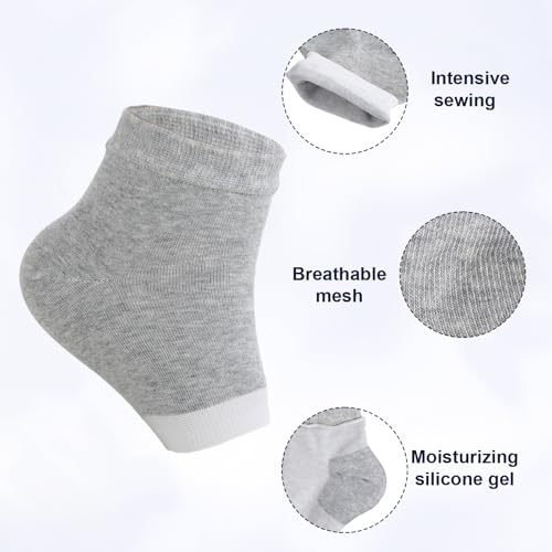 Moisturizing Heel Socks 3 Pairs - Toeless Gel Socks for Dry Cracked Feet & Spa Care