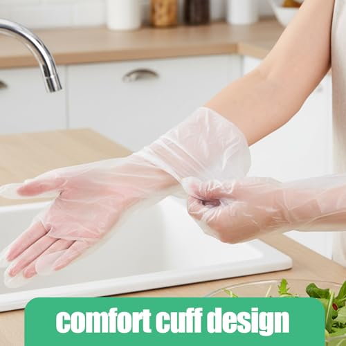 20PCS Extra Long Disposable Cleaning Gloves - 23.6in Waterproof PE Gloves