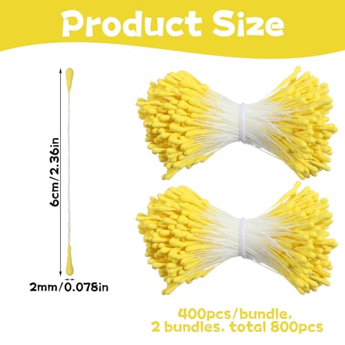 800PCS Yellow Double-Head Flower Stamens for DIY Crafts