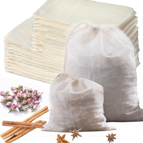 30 Pcs Reusable Natural Cotton Spice Bags for Cooking & Tea