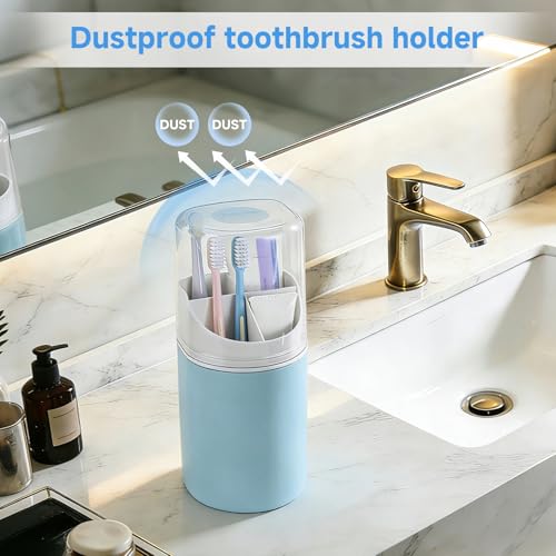 Wall-Mounted Toothbrush Organizer with Cover - 4 Slots