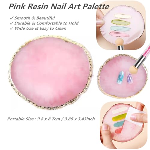 SQULIGT Resin Nail Art Palette and Ombre Sponge Brush Set with Replacement Heads