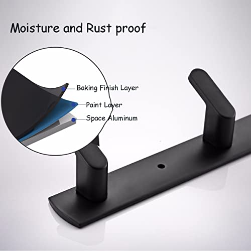 Gxfctys Wall Mounted Coat Rack, 4 Hook Modern Aluminum Towel Rack, Black