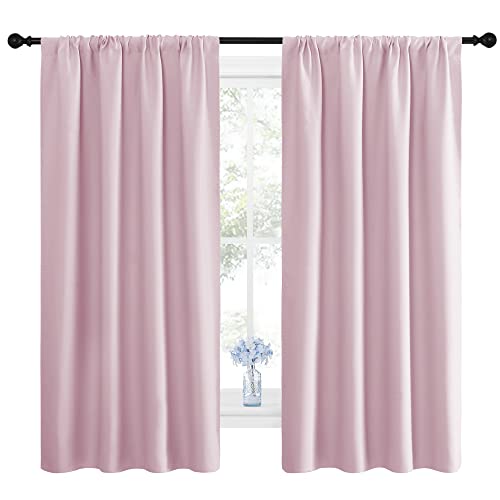 NICETOWN Baby Pink Blackout Curtains - 42" x 63" Rod Pocket Drapes (2 Panels)
