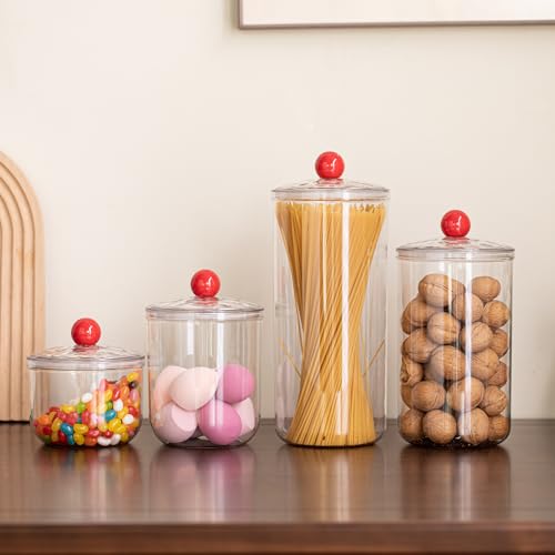 KEKEHOME 900ml Clear Plastic Candy Jar with Airtight Lid for Storage