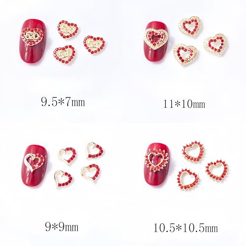 Valentine Heart Nail Charms 3D Rhinestones & Crystal Gems Set