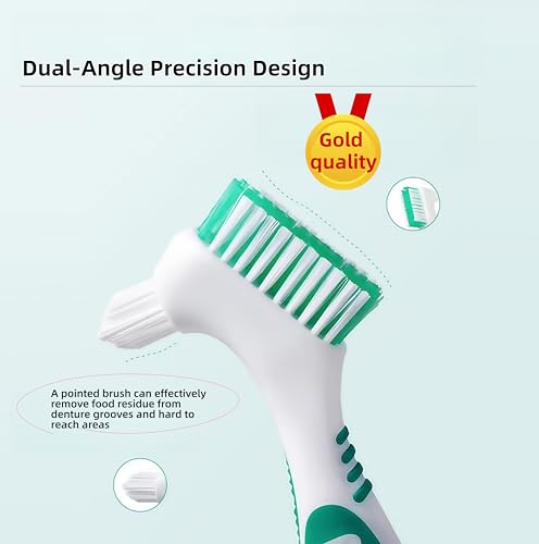 RyanDesign Denture Cleaning Brush 2-Pack with Dual-Angle Heads