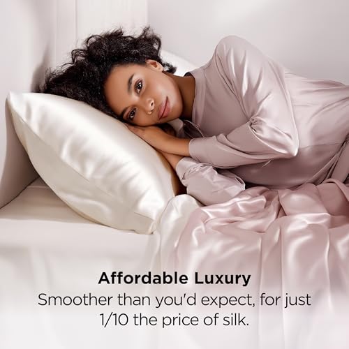 Bedsure Satin Pillowcase Set of 8 - Ivory, 20x26 Inches, Silky for Hair & Skin