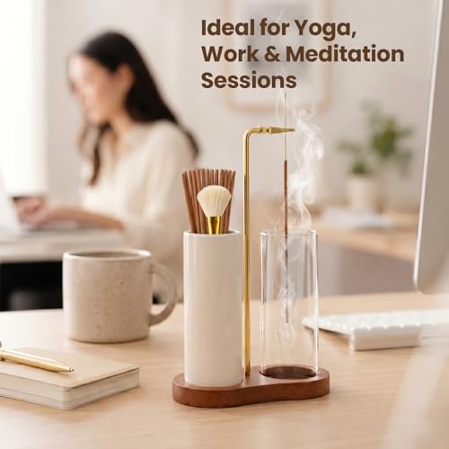 2-in-1 Incense Holder & Storage Jar with Ash Catcher - Ideal for Meditation & Home Decor
