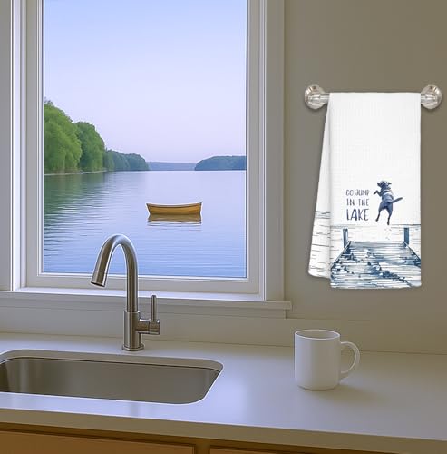 Lake House Kitchen Towels - 16x24 Inch Decorative Dish Towels for Dog Lovers