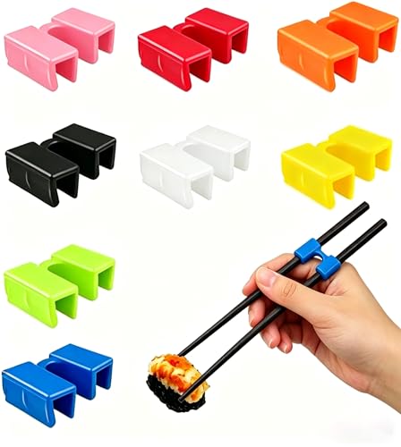 8 Pairs Reusable Chopstick Helpers for Beginners - Multicolor