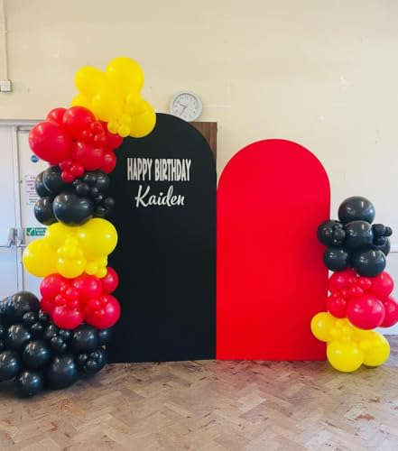 PityBlns Red Yellow Black Balloon Arch Kit 183pcs - Cartoon Mouse Theme Party Decor