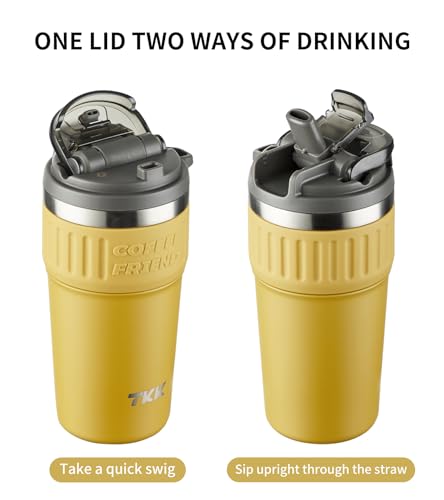 Insulated Coffee Mug with Ceramic Coating 21oz Travel Tumbler Yellow