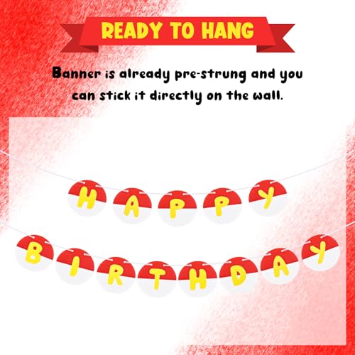 Happy Birthday Banner - Red & White Anime Theme Garland