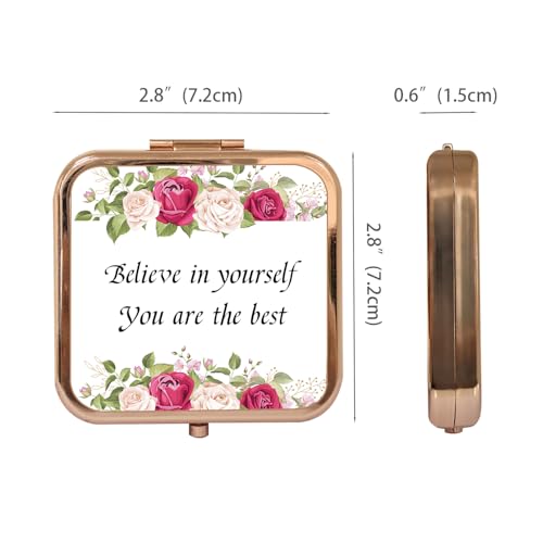 Small Rose Gold Compact Mirror 1X/2X Double-Sided Pocket Mirror
