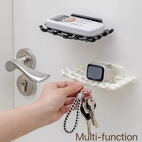 White Soap Holder with Hooks - No Drilling Adhesive Tray for Shower & Sink