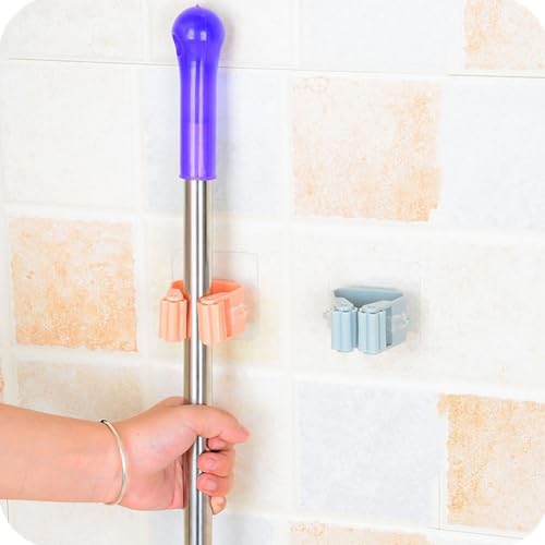 Wall Mounted Broom and Mop Holder Clips - 4 Pack Heavy Duty