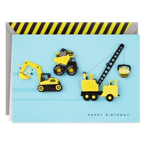 Hallmark Birthday Card for Kids - 3D Trucks & Construction Fun