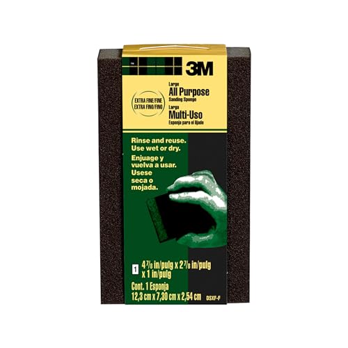 3M General Purpose Sanding Sponge, Extra Fine/Fine Grit, 4-7/8 in x 2-7/8 in